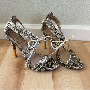 Pour La Victoire Strappy Snakeskin Sandals 🐍